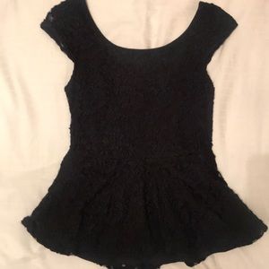 Black lace peplum top